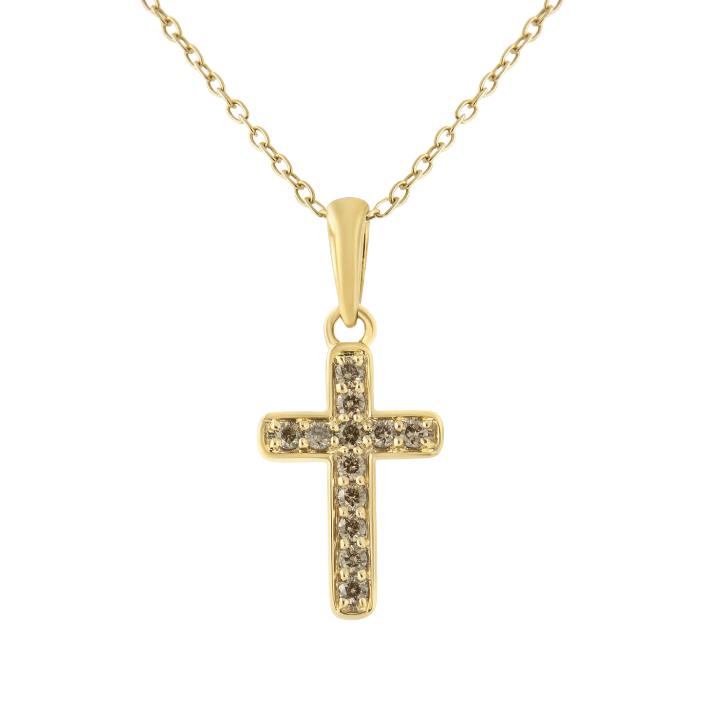 925 Sterling Silver 10K Yellow Gold Plated Cross Pendant Necklace